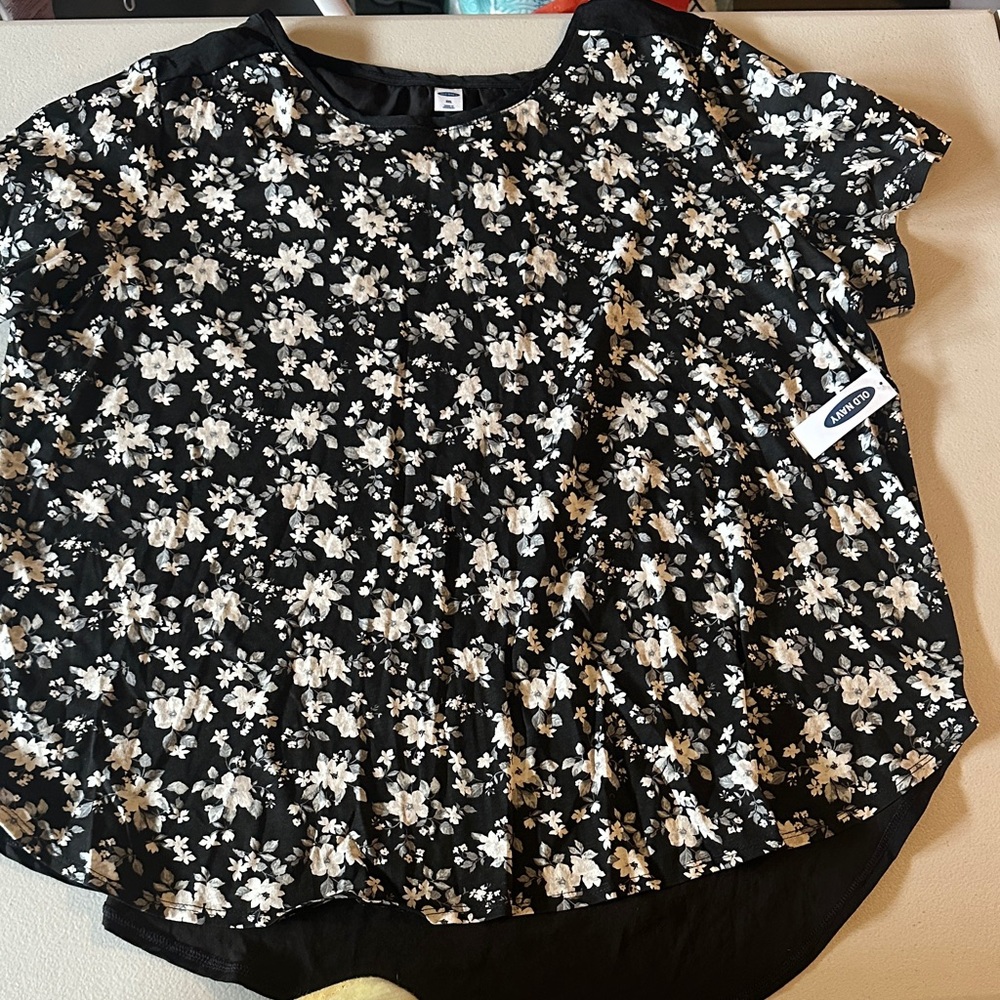 Black and White Floral Blouse